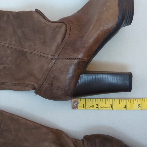 Frye Mimi Scrunch Leather Platform Heel Boot Taupe - Size 9.5 - LIKE NEW! - Picture 13 of 14